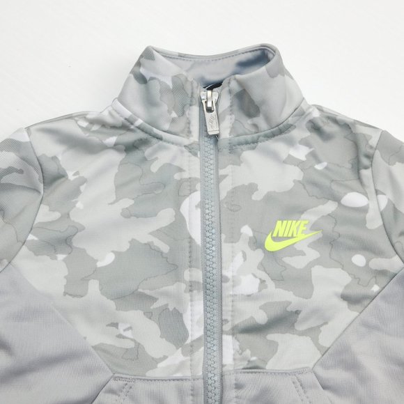 Nike Boys 12M Gray White Camo Print Yellow Track Jacket - Picture 3 of 11